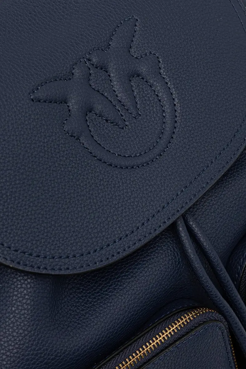 zaino in pelle donna colore blu con applicazione 104351 A29Q miniatura 4