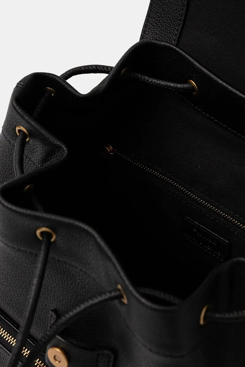 zaino in pelle donna colore nero con applicazione 104351 A29Q miniatura 5