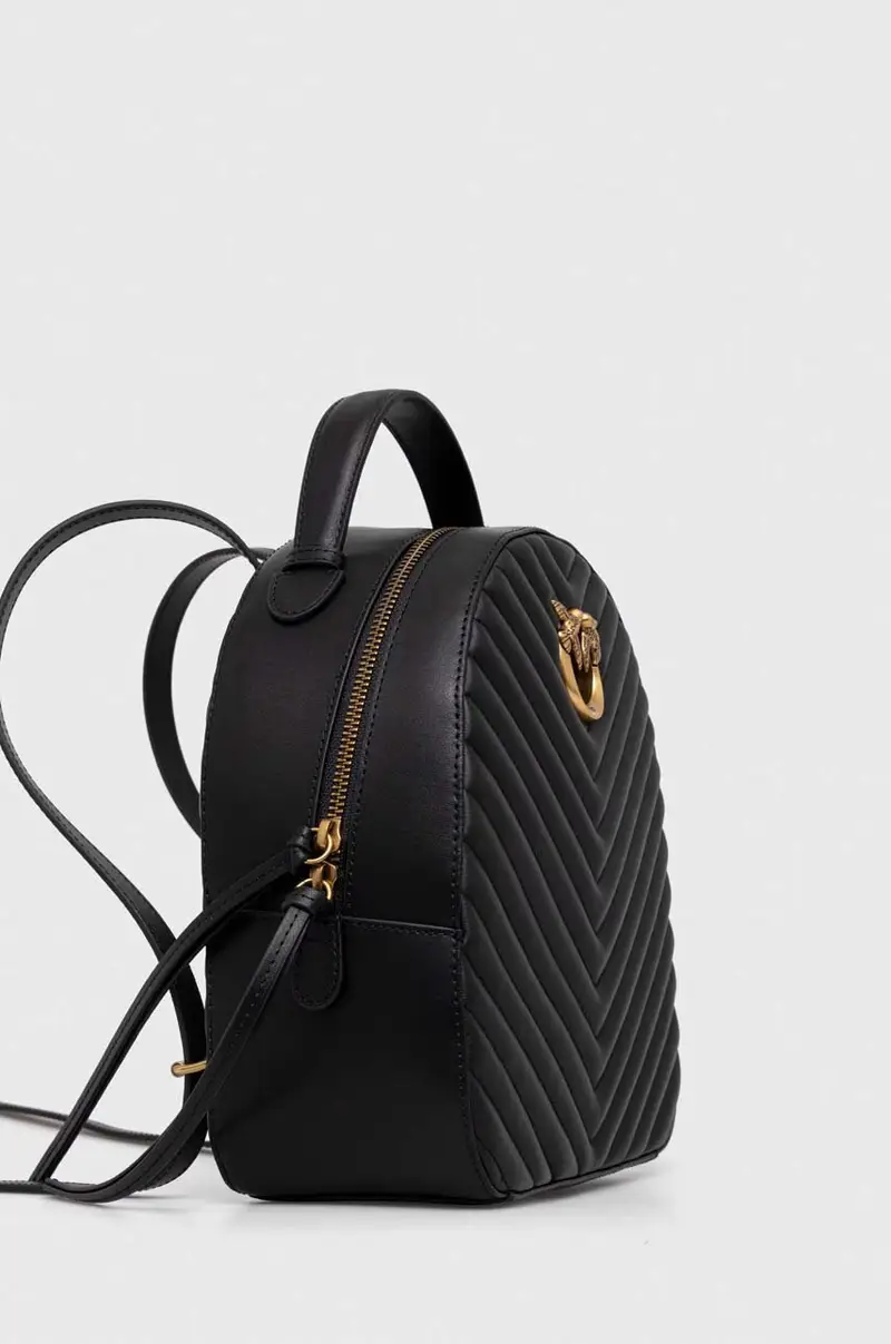 zaino in pelle donna colore nero con applicazione miniatura 2