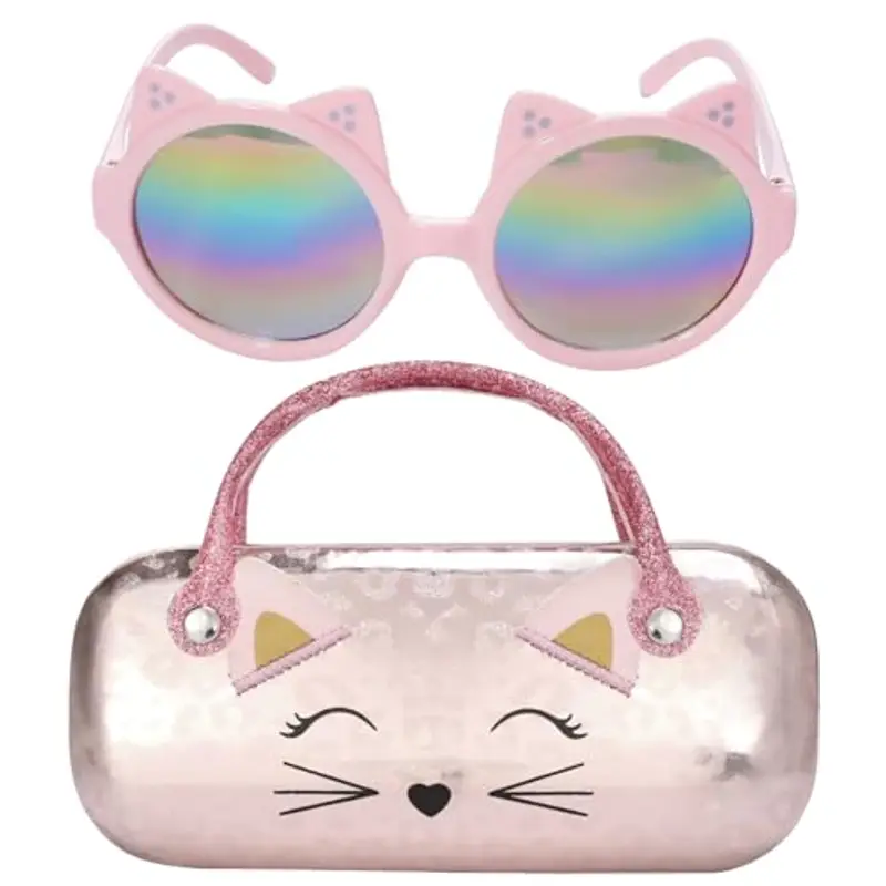 PinkSheep Occhiali da sole per ragazze, occhiali da sole polarizzati con custodia, unicorno ovale gatti cuore occhiali