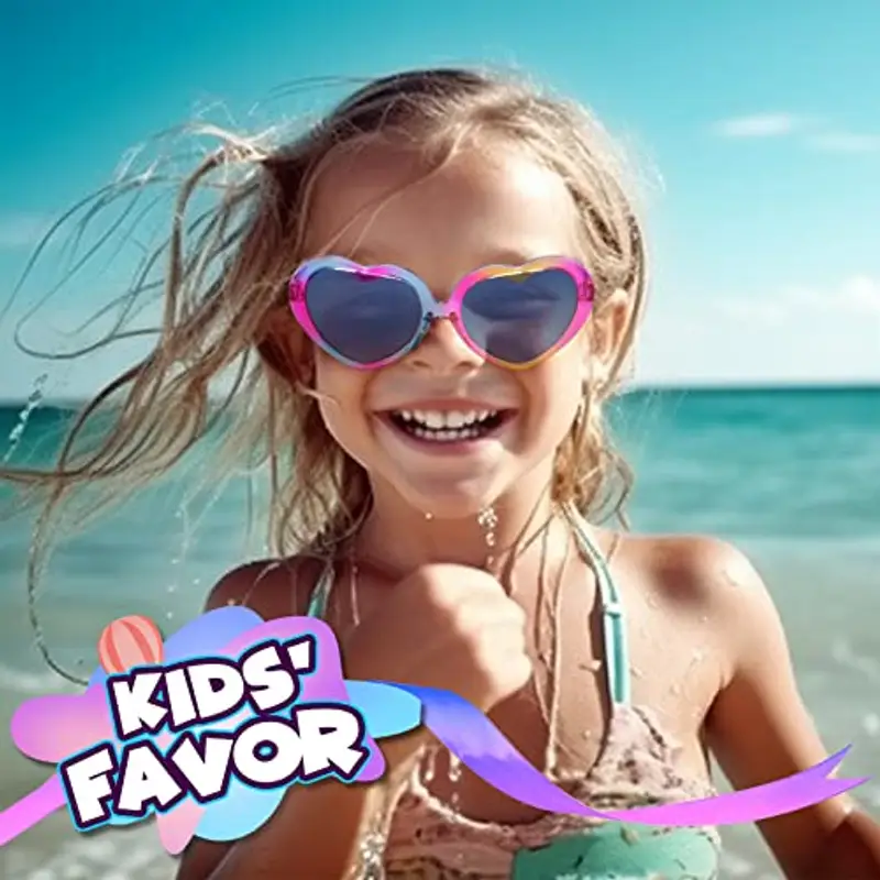 PinkSheep Occhiali da sole per ragazze, occhiali da sole polarizzati con custodia, unicorno ovale gatti cuore occhiali miniatura 2