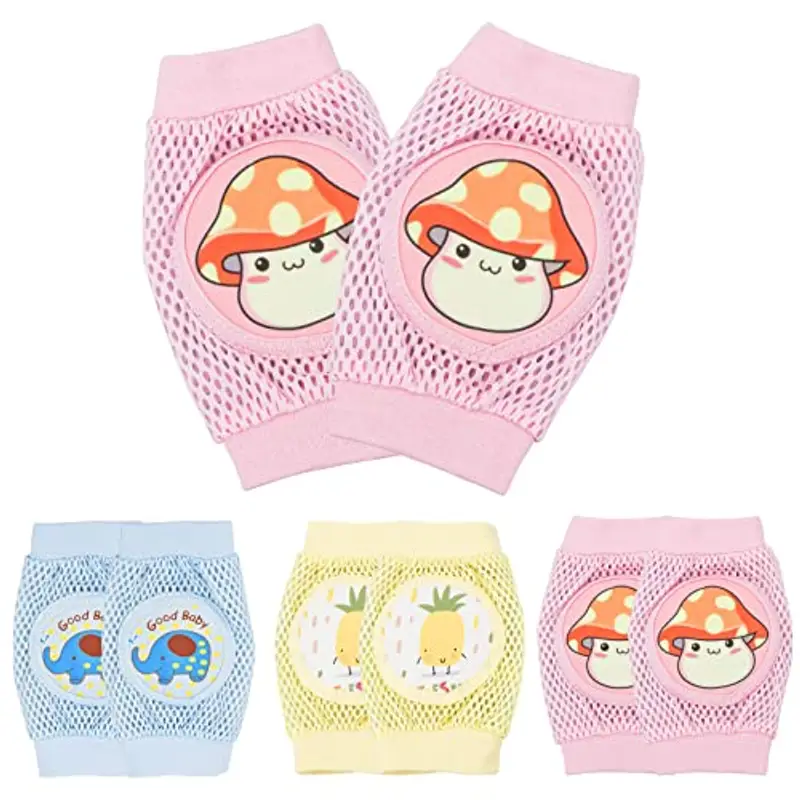 Pinsheng 3 Paia Ginocchiere per Bambini, Ginocchiere per Bambini Protettore Antiscivolo Cotone Elastiche Unisex Ginocchiere per bimbi 0-24 Mesi