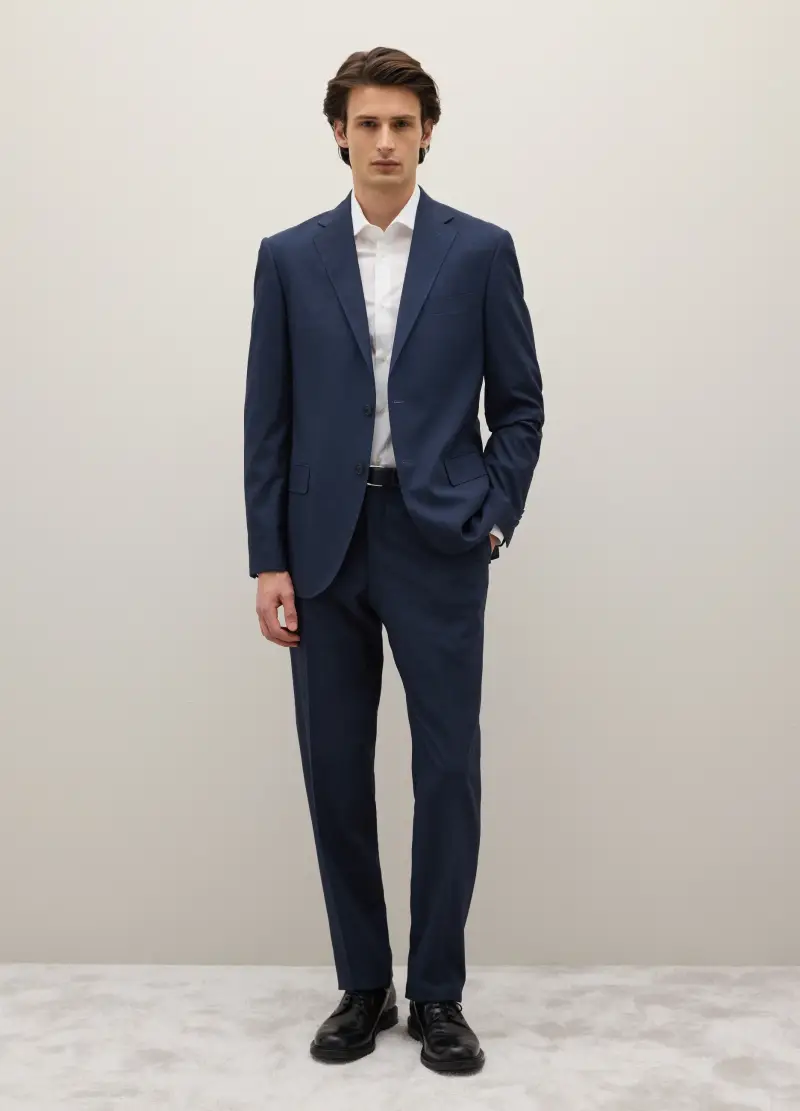 Abito Blu In Misto Viscosa Regular Fit, Uomo, Blu