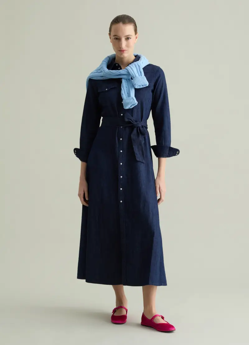 Abito Chemisier In Denim, Donna, Denim