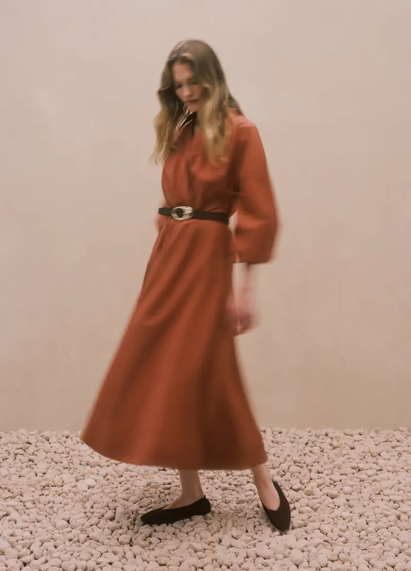 Abito Lungo In Puro Cotone Marrone Regular Fit, Donna, Marrone