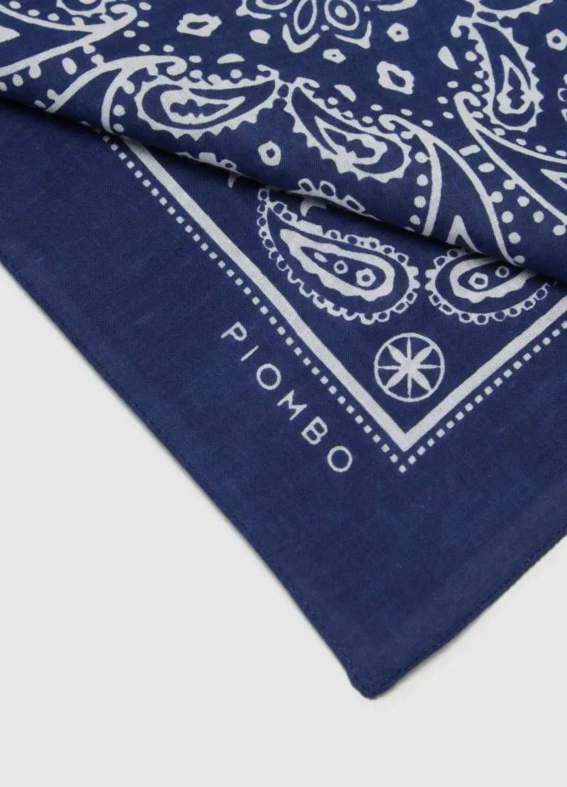 Bandana In Cotone E Lyocell Blu Con Fantasia Paisley, Uomo, Blu miniatura 3
