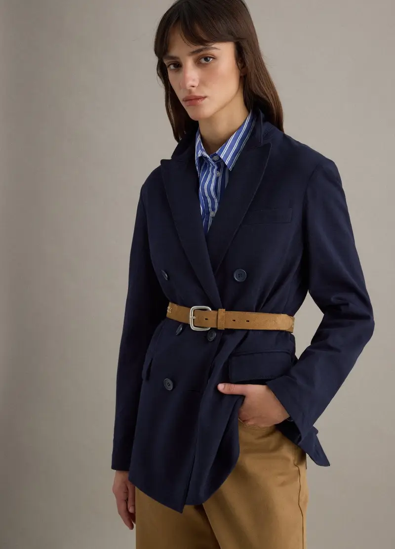 Blazer In Cotone Elasticizzato Blu Regular Fit, Donna, Blu