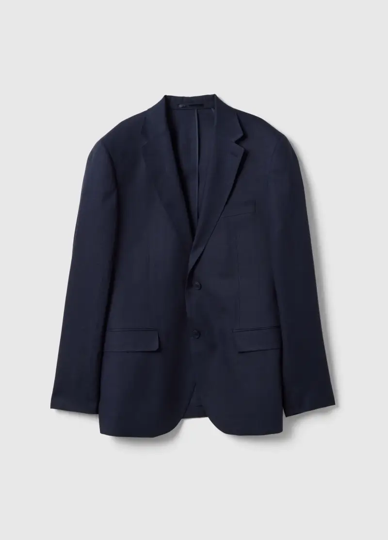 Blazer In Puro Lino Blu Slim Fit, Uomo, Blu
