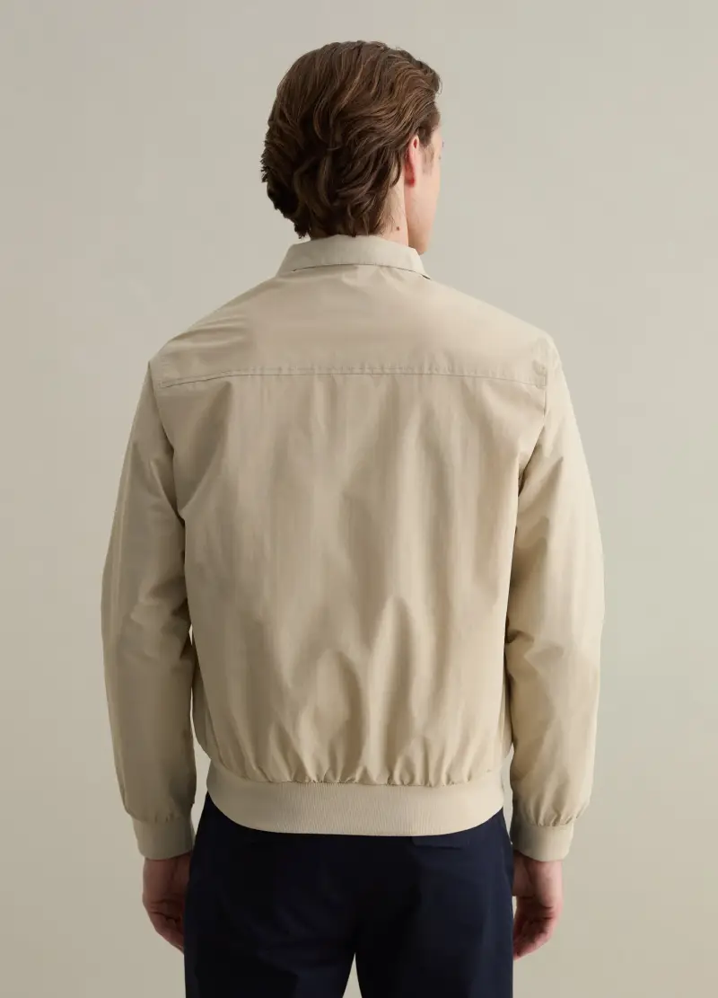 Bomber Full-zip Con Collo Alto, Uomo, Beige miniatura 3