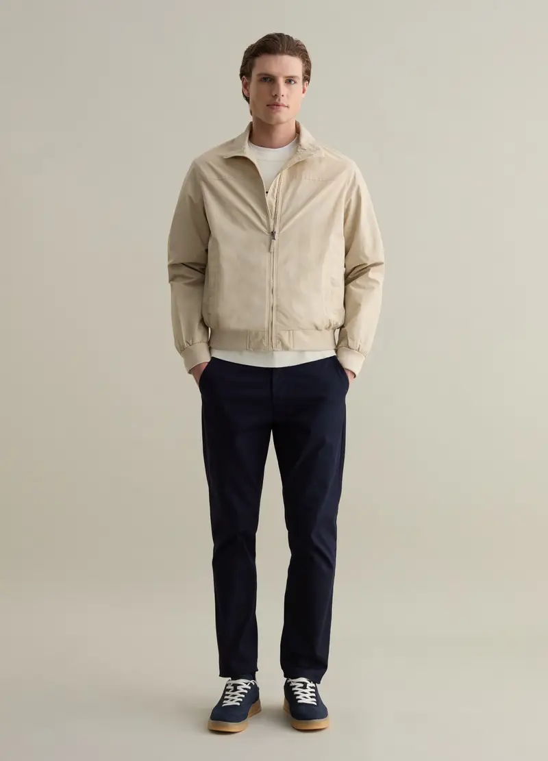 Bomber Full-zip Con Collo Alto, Uomo, Beige miniatura 2