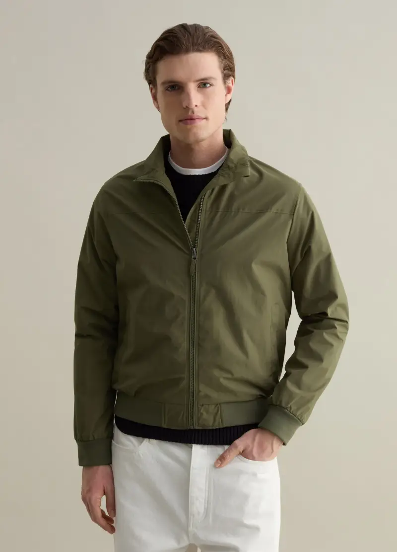 Bomber Full-zip Con Collo Alto, Uomo, Verde miniatura 2