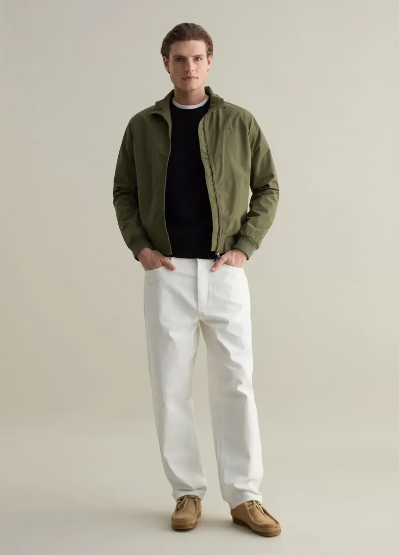 Bomber Full-zip Con Collo Alto, Uomo, Verde