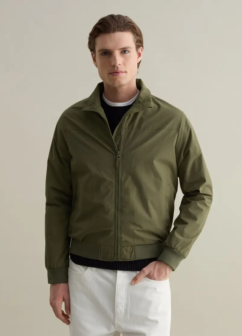 Bomber Full-zip Con Collo Alto, Uomo, Verde miniatura 2