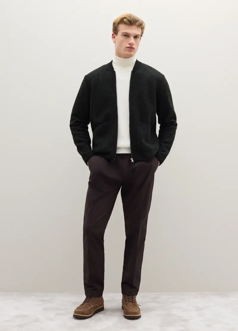 Bomber In Misto Lana Nero, Uomo, Nero miniatura 2