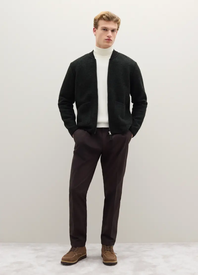 Bomber In Misto Lana Nero, Uomo, Nero miniatura 2