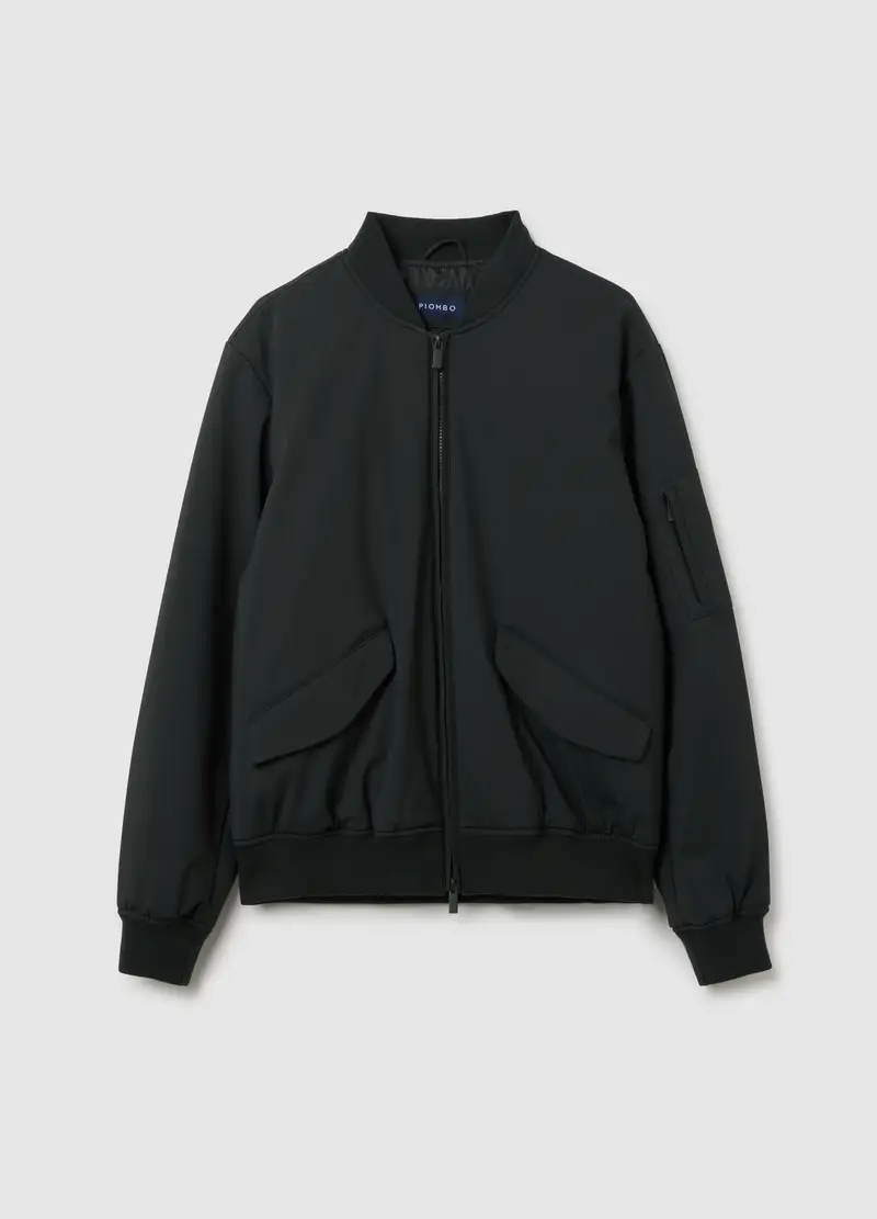 Bomber Nero Regular Fit E Zip, Uomo, Nero