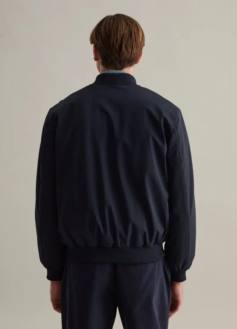 , Bomber Stretch Con Zip, Uomo, Blu miniatura 3