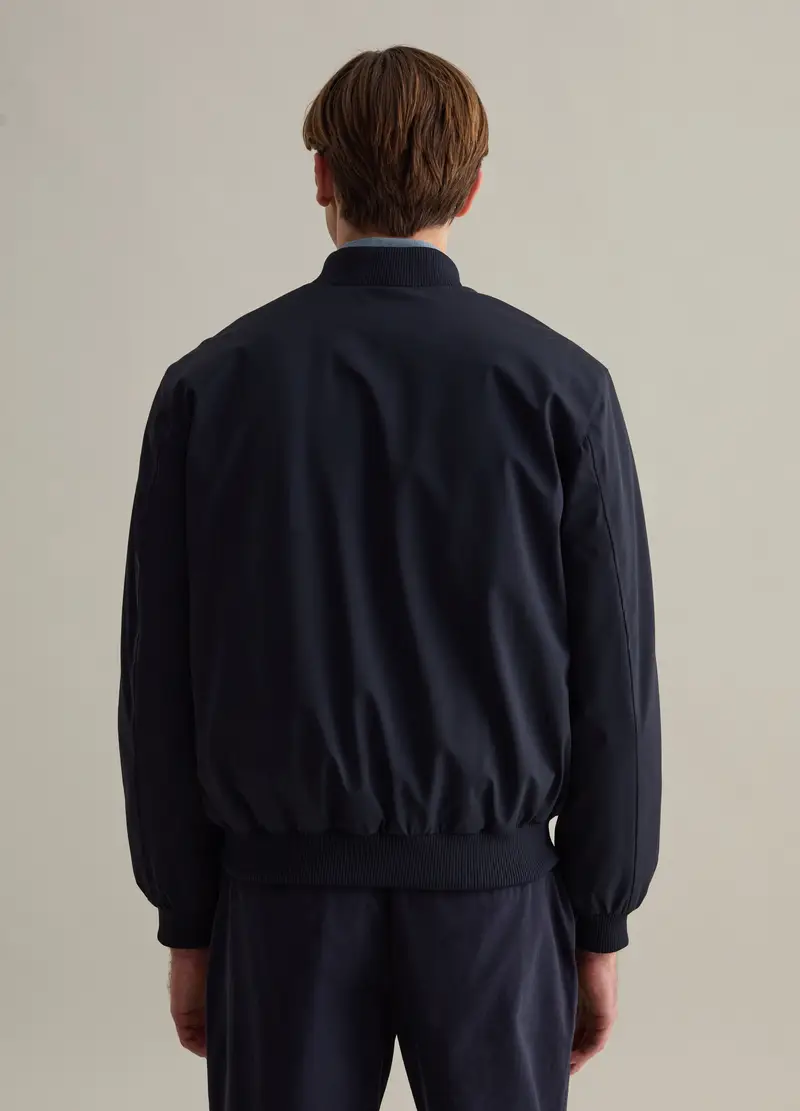 , Bomber Stretch Con Zip, Uomo, Blu miniatura 3