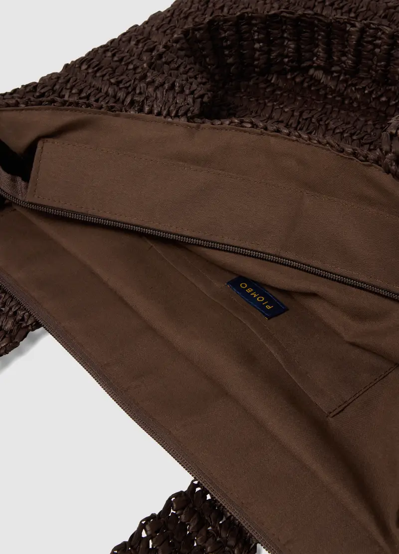 Borsa Intrecciata In Tessuto Carta Marrone Con Tasca Interna, Uomo, Marrone miniatura 3