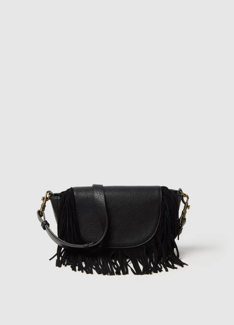 PIOMBO, Borsa Nera Con Frange, Donna, Nero, Taglia: ONE SIZE