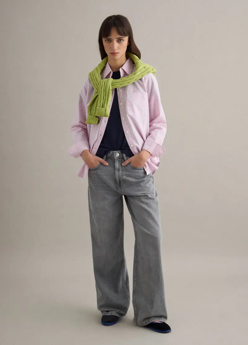 Camicia A Maniche Lunghe In Puro Cotone A Righe Multicolor Regular Fit, Donna, Multicolor miniatura 2