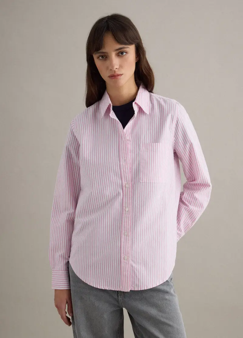 Camicia A Maniche Lunghe In Puro Cotone A Righe Multicolor Regular Fit, Donna, Multicolor miniatura 3