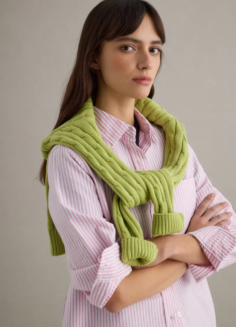 Camicia A Maniche Lunghe In Puro Cotone A Righe Multicolor Regular Fit, Donna, Multicolor