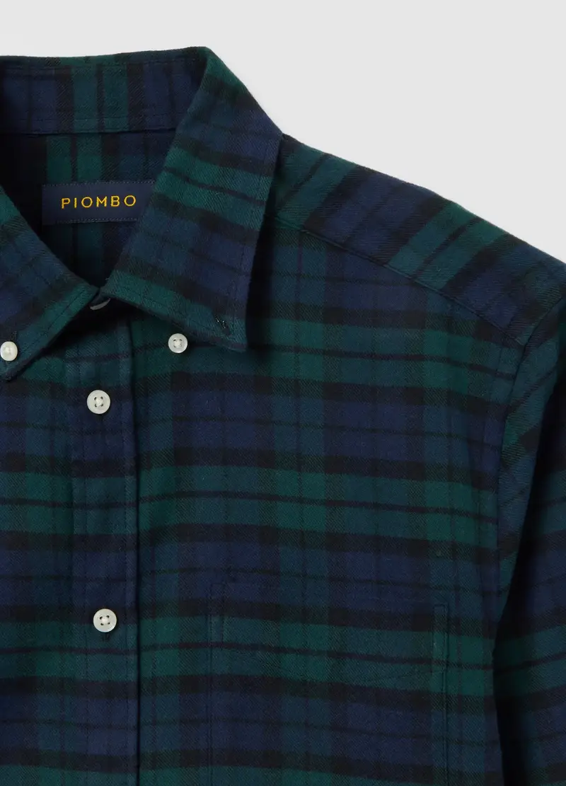 Camicia A Quadri Multicolor In Puro Cotone E Flanella Regular Fit, Uomo, Multicolor miniatura 2