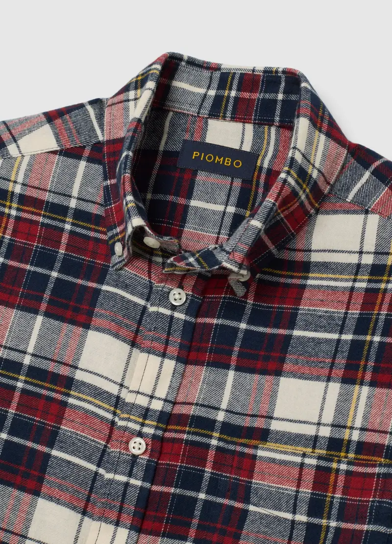 Camicia A Quadri Multicolor In Puro Cotone Flanella Regular Fit, Uomo, Multicolor miniatura 2