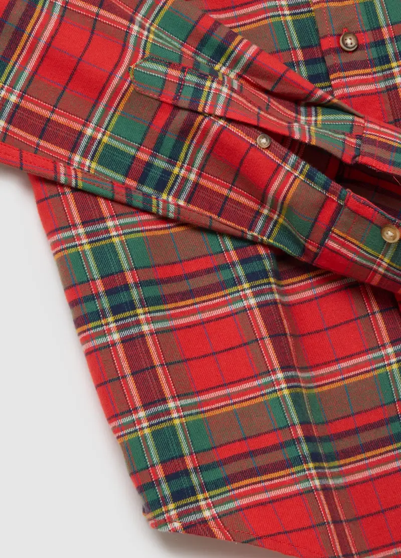 Camicia A Quadri Multicolor In Puro Cotone Regular Fit In Flanella, Uomo, Multicolor miniatura 2