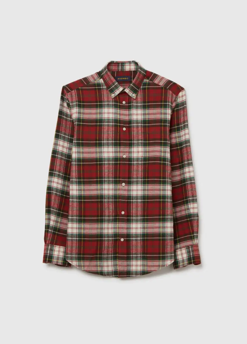 Camicia A Quadri Multicolor In Puro Cotone Regular Fit In Flanella, Uomo, Multicolor