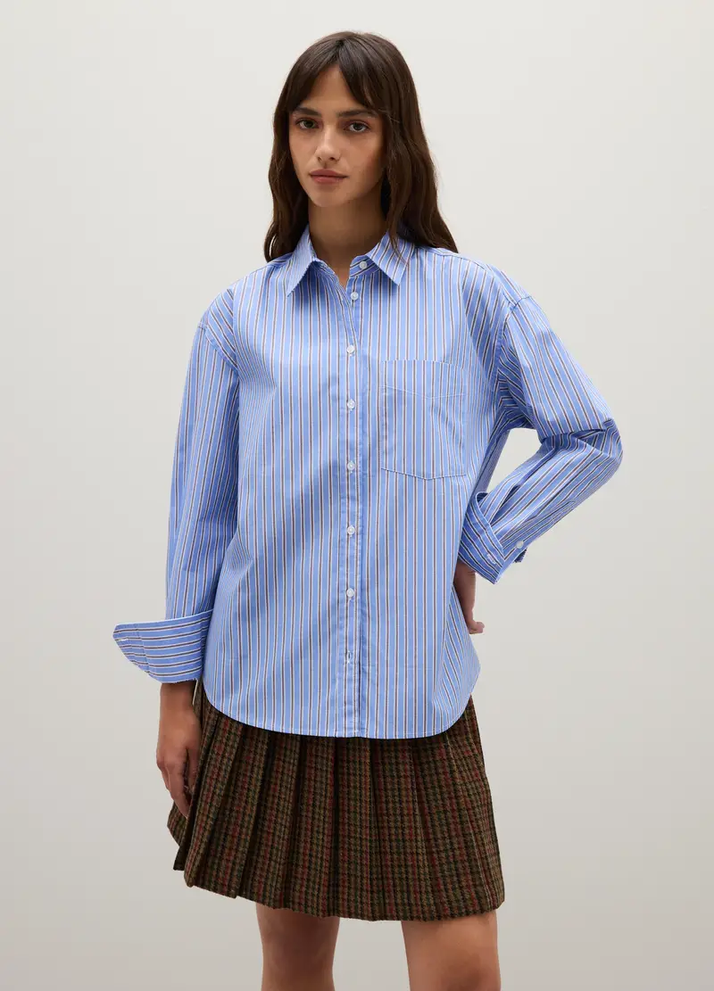 Camicia A Righe Multicolor In Puro Cotone Regular Fit, Donna, Multicolor miniatura 2