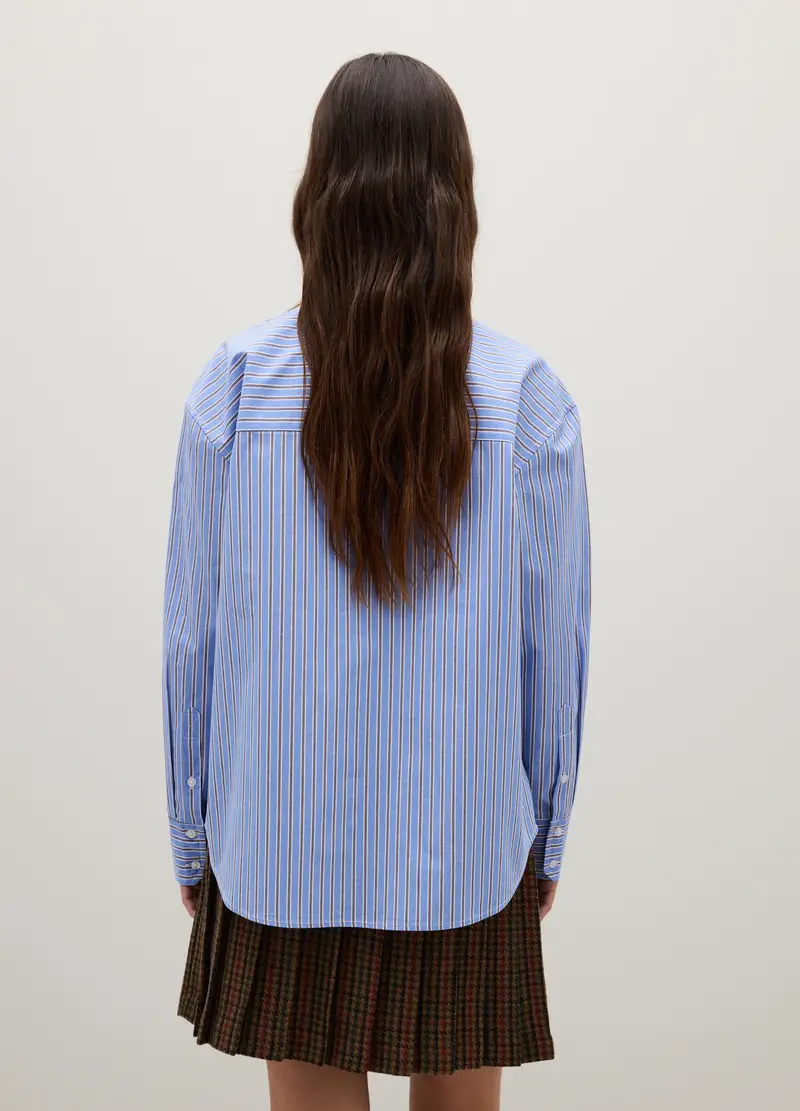 Camicia A Righe Multicolor In Puro Cotone Regular Fit, Donna, Multicolor miniatura 3