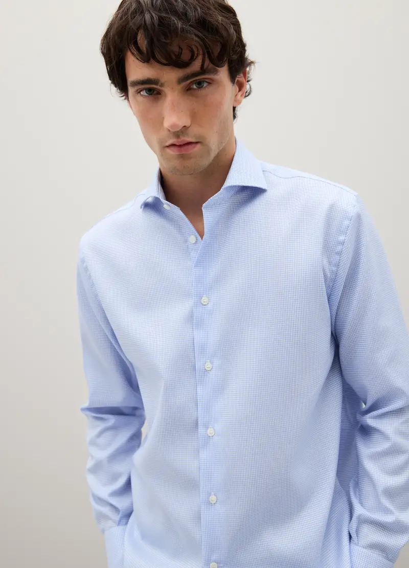 Camicia Azzurra A Maniche Lunghe In Cotone, Uomo, Denim miniatura 2