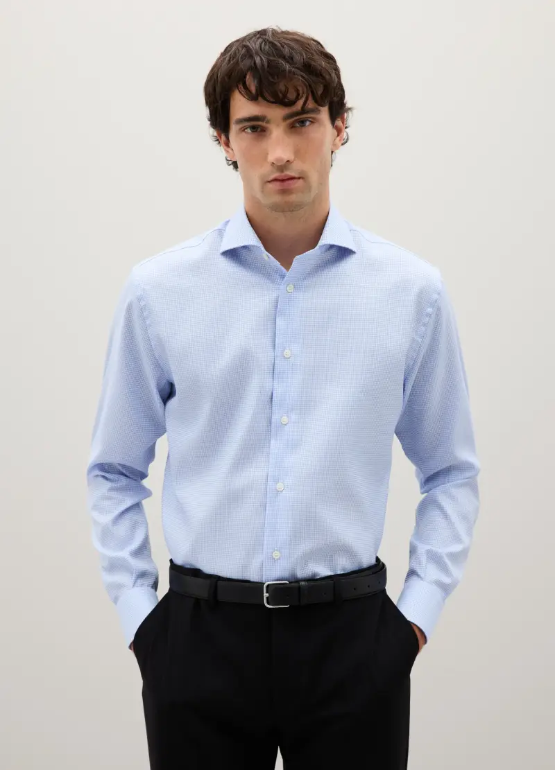 Camicia Azzurra A Maniche Lunghe In Cotone, Uomo, Denim miniatura 3