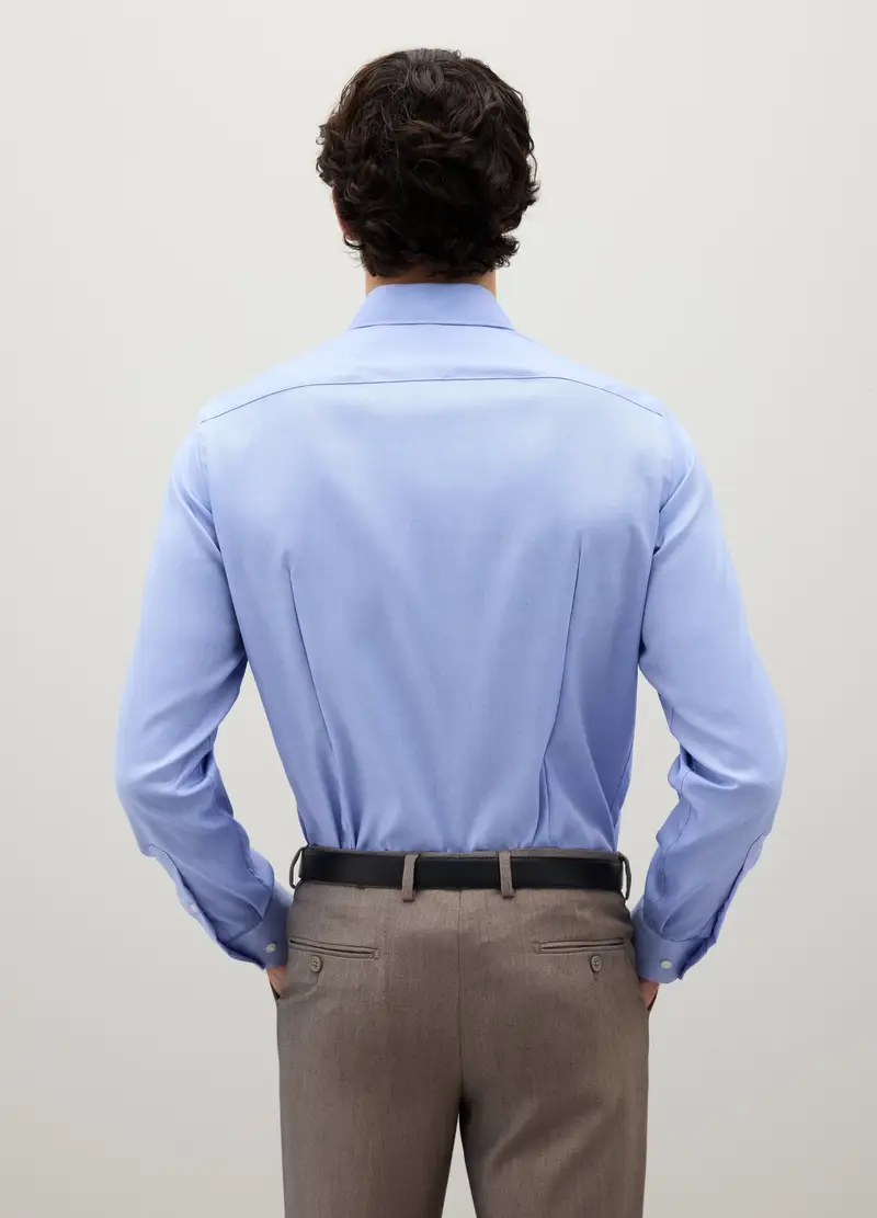 PIOMBO, Camicia Azzurra A Maniche Lunghe In Cotone, Uomo, Denim, Taglia: 38 miniatura 3