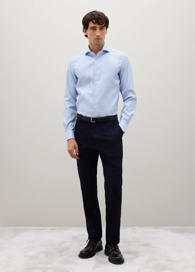 PIOMBO, Camicia Azzurra A Maniche Lunghe In Cotone, Uomo, Denim, Taglia: 38