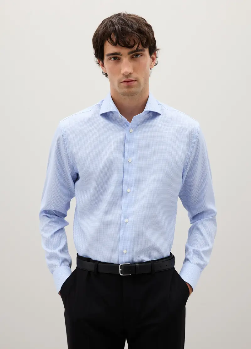 PIOMBO, Camicia Azzurra A Maniche Lunghe In Cotone, Uomo, Denim, Taglia: 39 miniatura 2