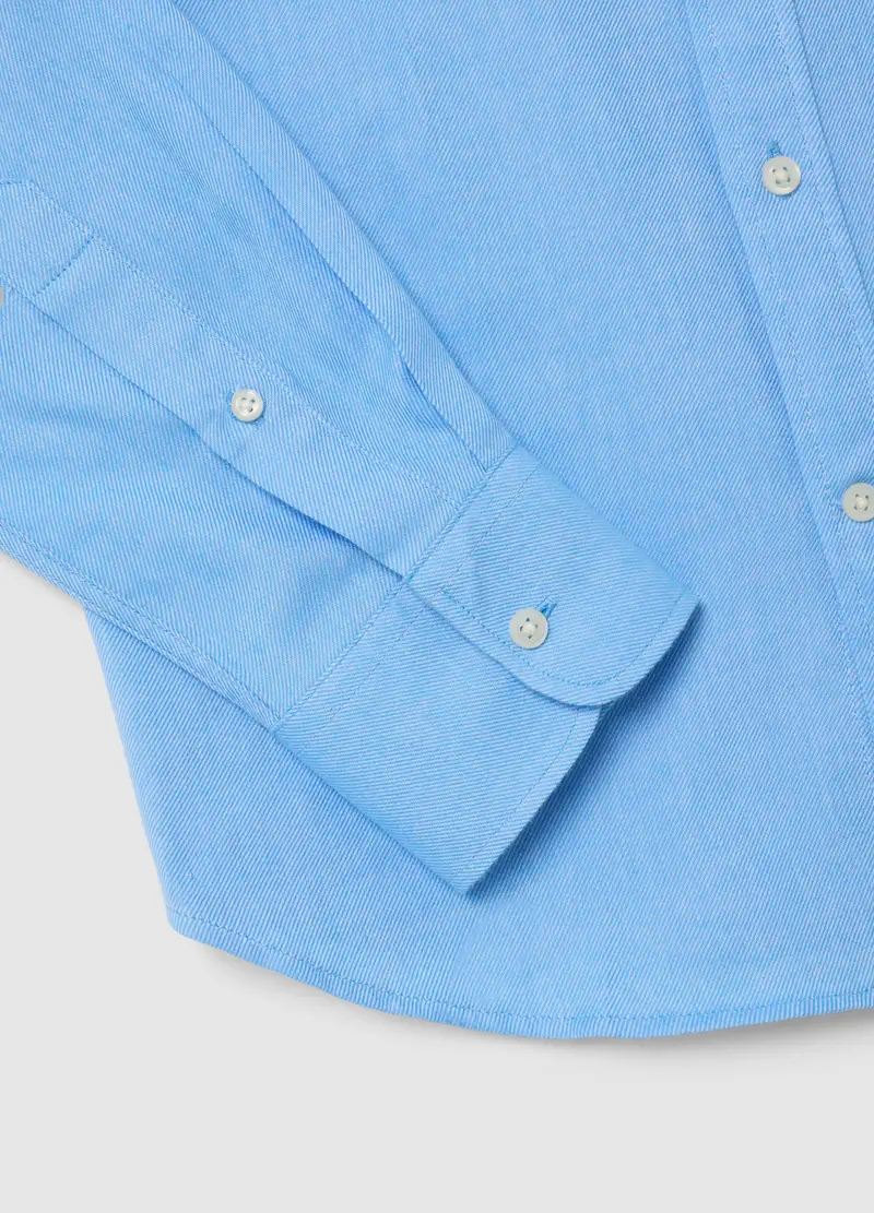 Camicia Azzurra A Maniche Lunghe In Puro Cotone Flanella Regular Fit, Uomo, Azzurro miniatura 2