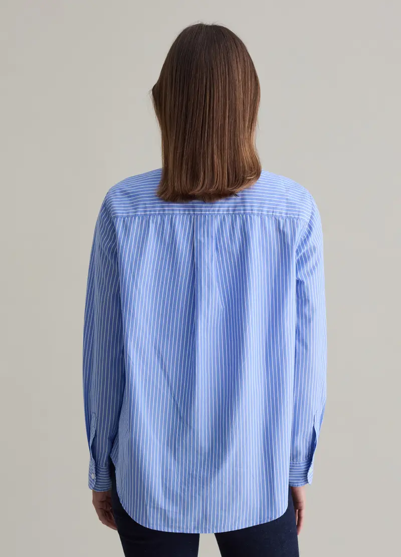 Piombo Camicia Azzurra a Righe Bianche in Puro Cotone per Donna miniatura 3