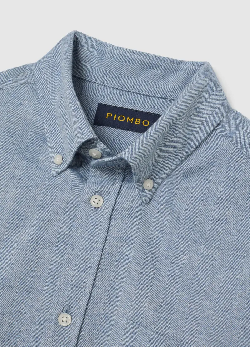 Camicia Azzurra In Puro Cotone Regular Fit, Uomo, Azzurro miniatura 2