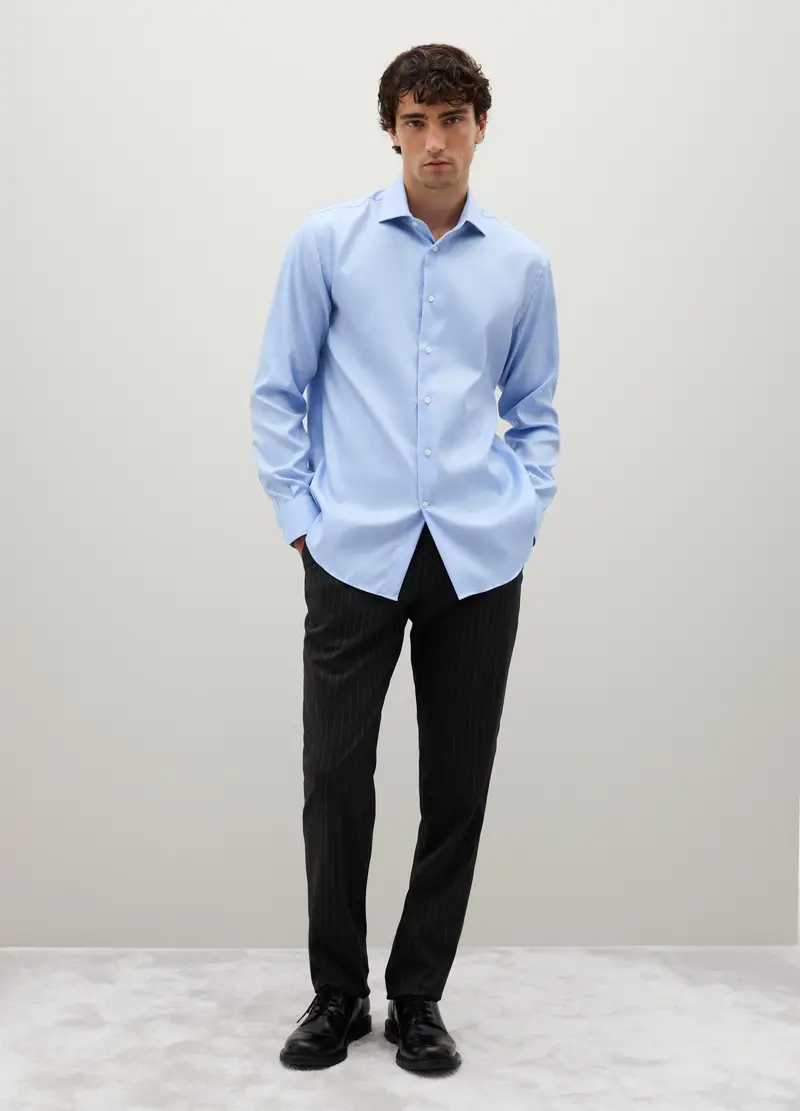 PIOMBO, Camicia Azzurra In Puro Cotone, Uomo, Denim, Taglia: 39