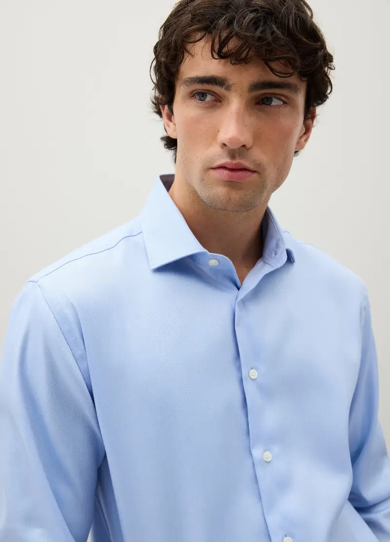 PIOMBO, Camicia Azzurra In Puro Cotone, Uomo, Denim, Taglia: 39 miniatura 3