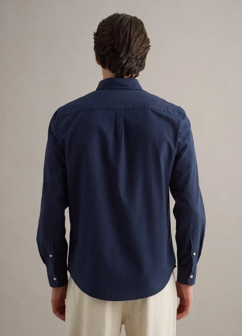 Camicia Blu A Maniche Lunghe In Puro Cotone, Uomo, Blu miniatura 3