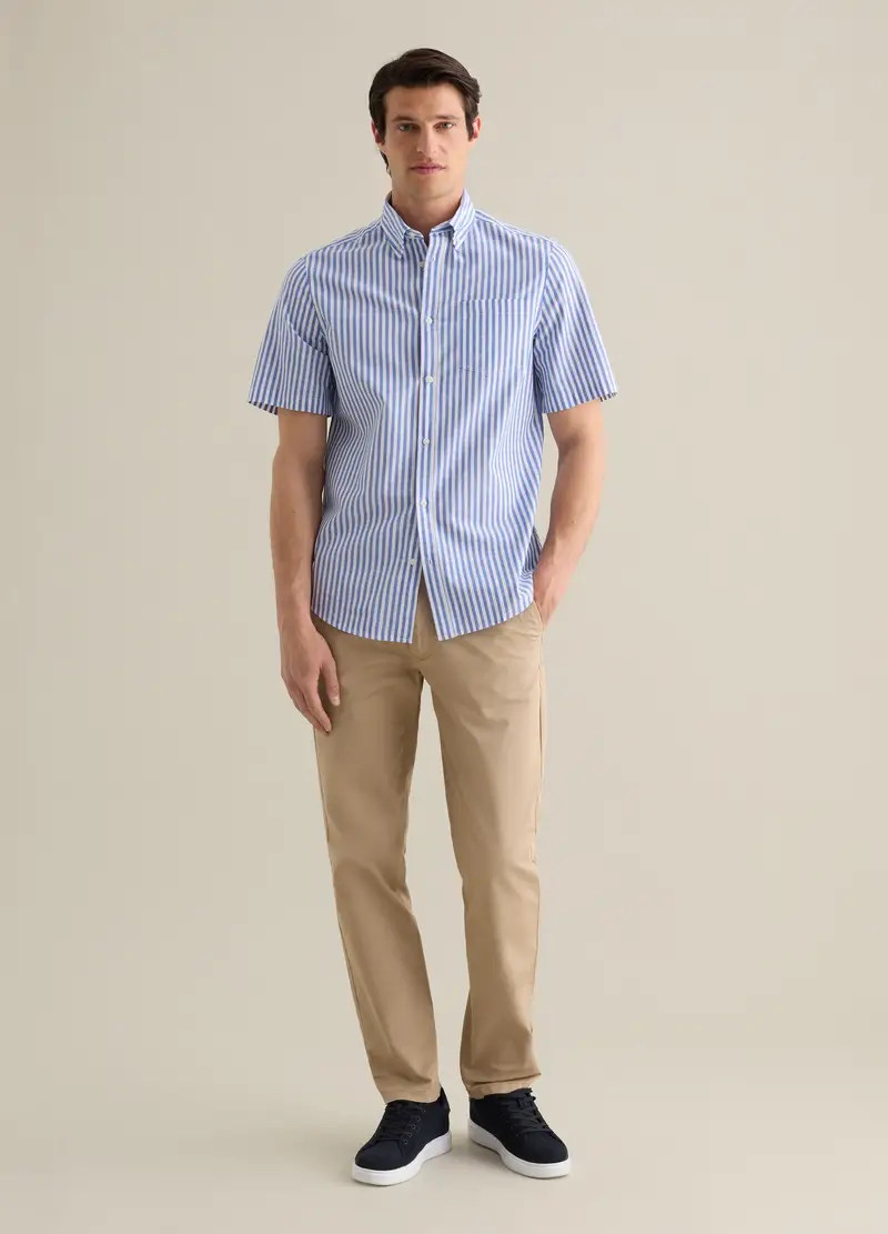 Camicia Da Uomo In Puro Cotone Multicolor Regular Fit Con Taschino, Multicolor miniatura 2