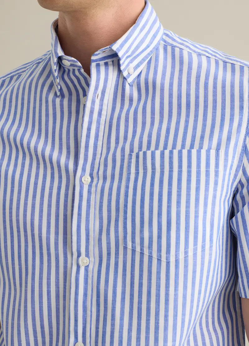 Camicia Da Uomo In Puro Cotone Multicolor Regular Fit Con Taschino, Multicolor miniatura 3