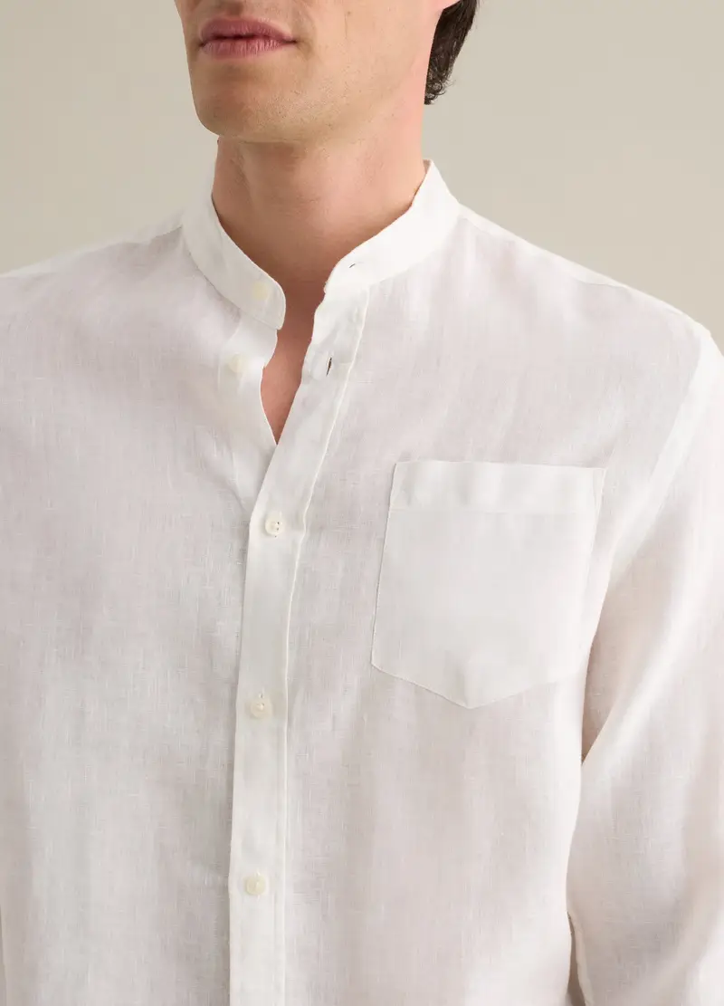 Camicia Da Uomo In Puro Lino Bianco Regular Fit, Bianco miniatura 3