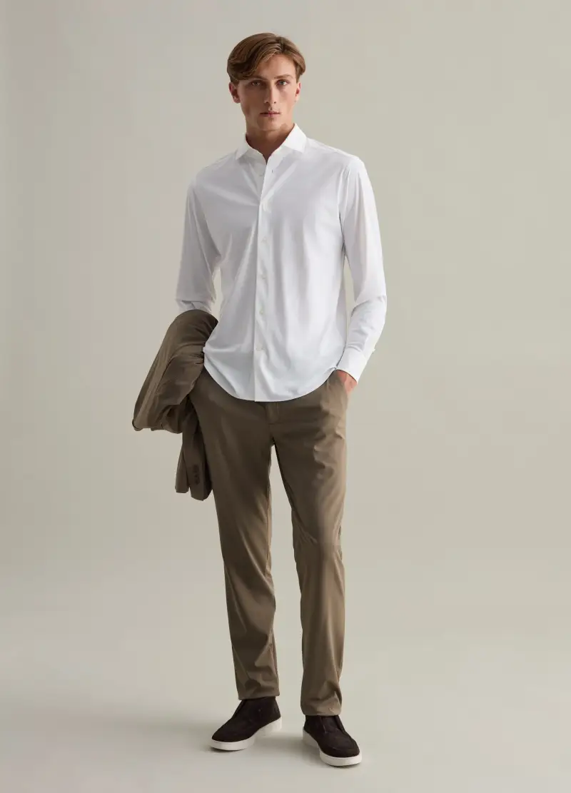 Camicia Easy Iron In Tessuto Tecnico Contemporary, Uomo, Bianco