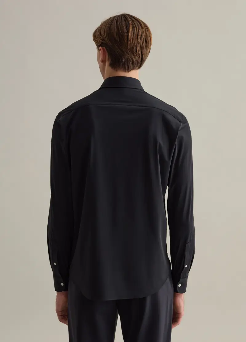 Camicia Easy Iron In Tessuto Tecnico Contemporary, Uomo, Nero miniatura 3