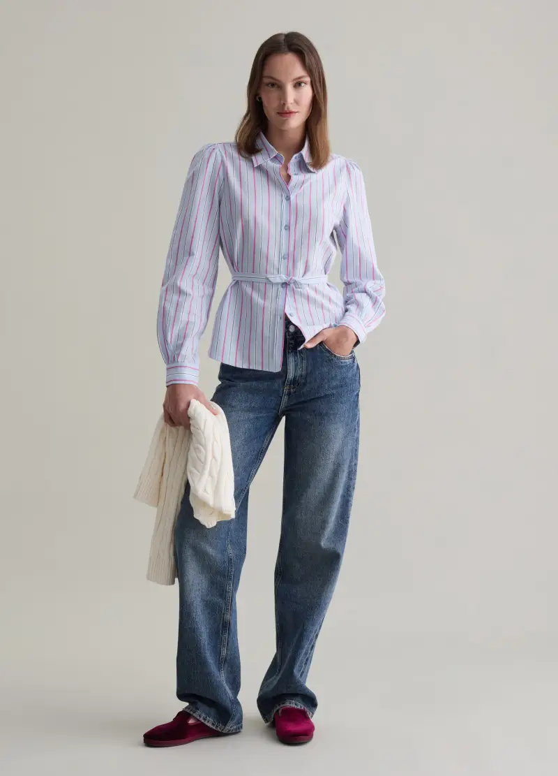 Camicia In Cotone A Righe, Donna, Multicolor